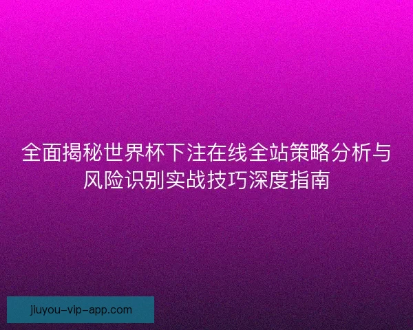 全面揭秘世界杯下注在线全站策略分析与风险识别实战技巧深度指南