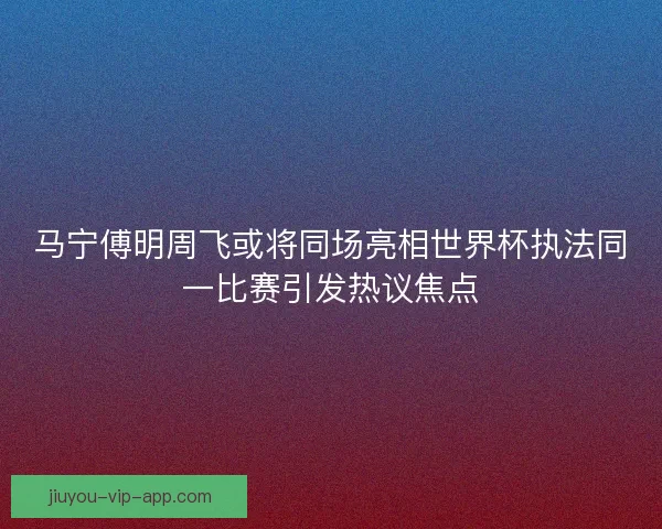 马宁傅明周飞或将同场亮相世界杯执法同一比赛引发热议焦点